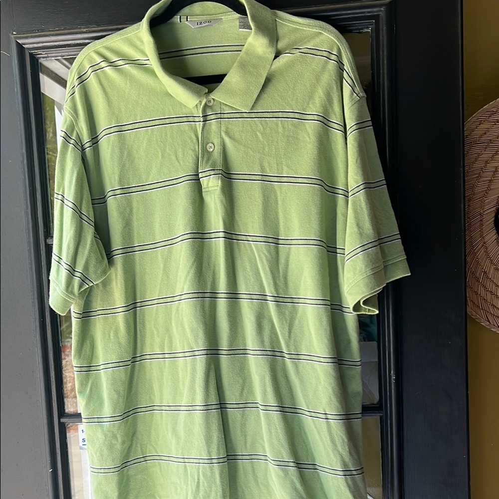 Izod Green Polo Shirt with Classic Stripes